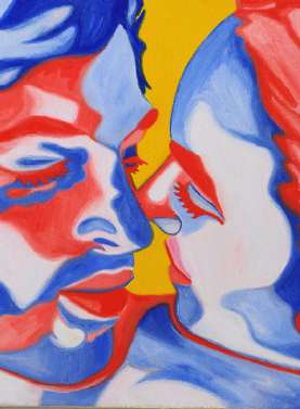 Blue Kiss, huile sur toile de Mathilde Polidori