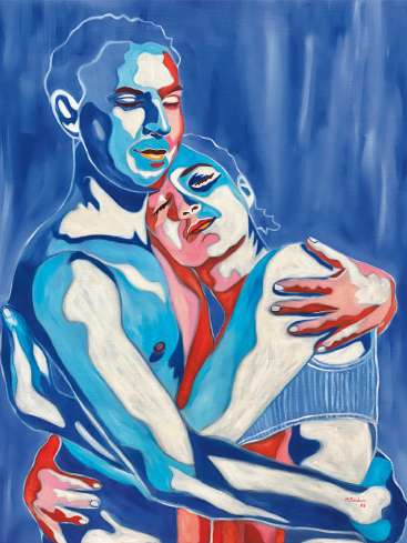 Les Âmes bleues, huile sur toile de Mathilde Polidori