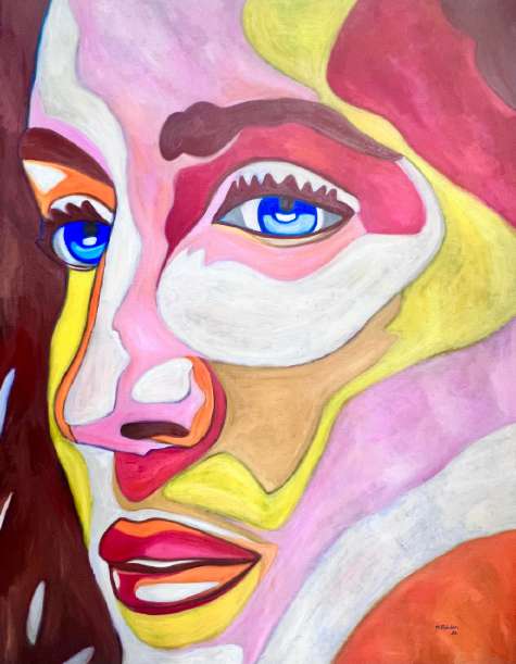 Pink Glance, huile sur toile de Mathilde Polidori