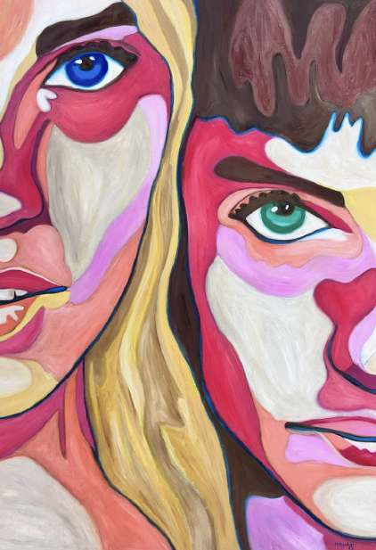 Sororité #7, huile sur toile de Mathilde Polidori