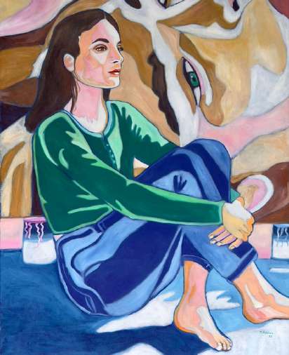 Changement d’heure #1, Autoportrait, huile sur toile de Mathilde Polidori
