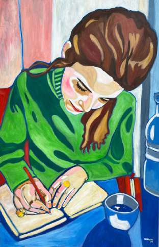 Changement d’heure #3, Laura, huile sur toile de Mathilde Polidori