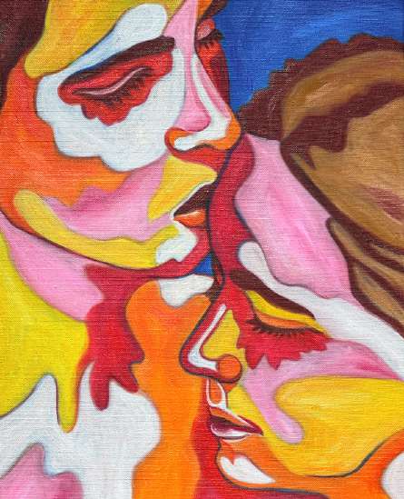 Comfort Kiss, huile sur toile de Mathilde Polidori