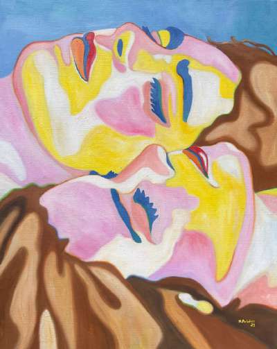 Printemps suspendu #1, La Sieste, huile sur toile de Mathilde Polidori