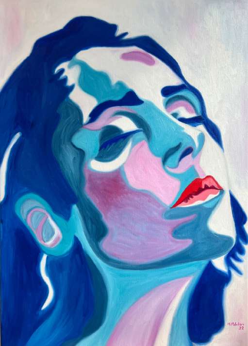 The Inner Blue Light, huile sur toile de Mathilde Polidori