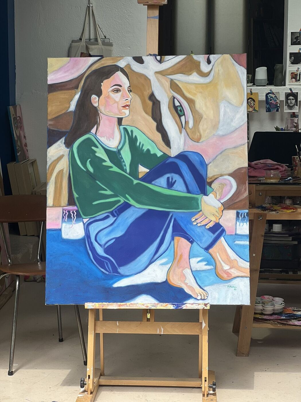 Changement d’heure #1, Autoportrait, huile sur toile de Mathilde Polidori