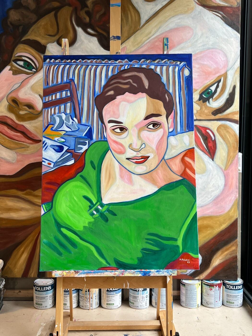 Changement d’heure #2, Autoportrait, huile sur toile de Mathilde Polidori