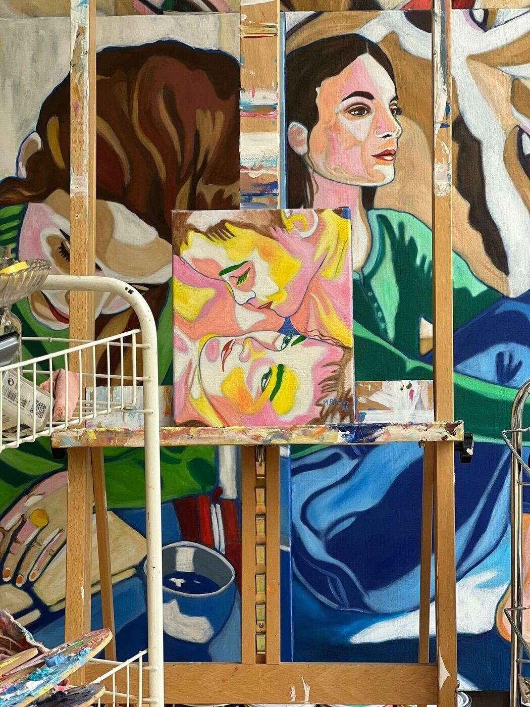 Doux sœurs, huile sur toile de Mathilde Polidori