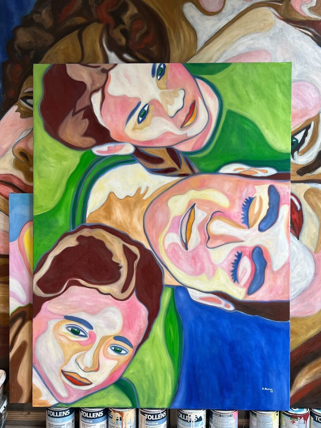 Family, huile sur toile de Mathilde Polidori