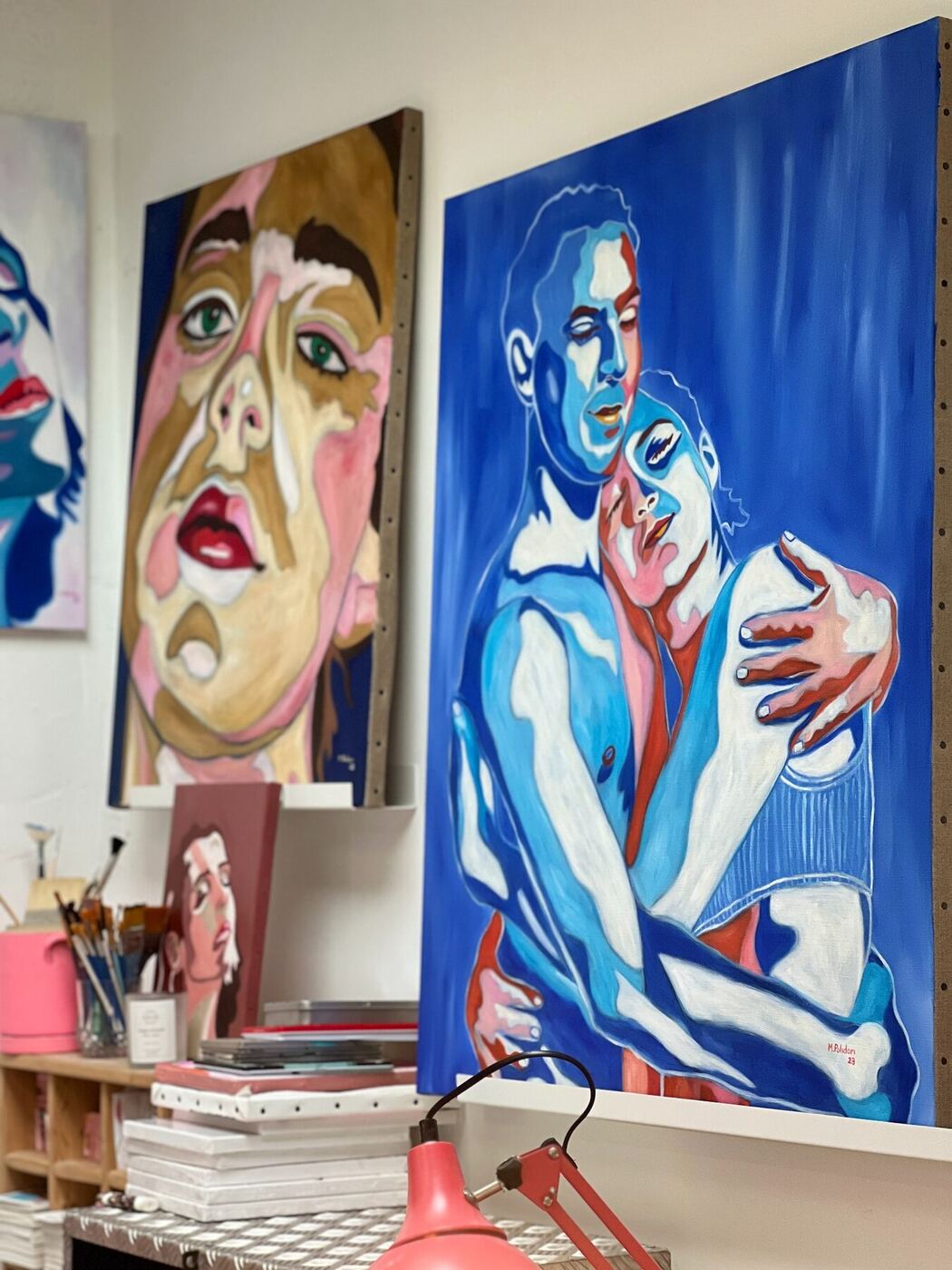 Les Âmes bleues, huile sur toile de Mathilde Polidori
