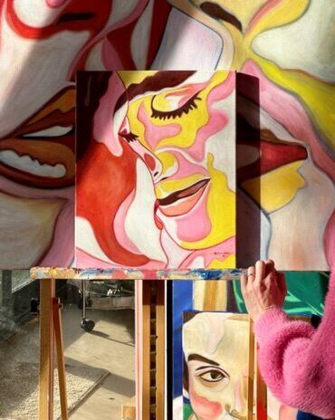 Pink Attraction, huile sur toile de Mathilde Polidori