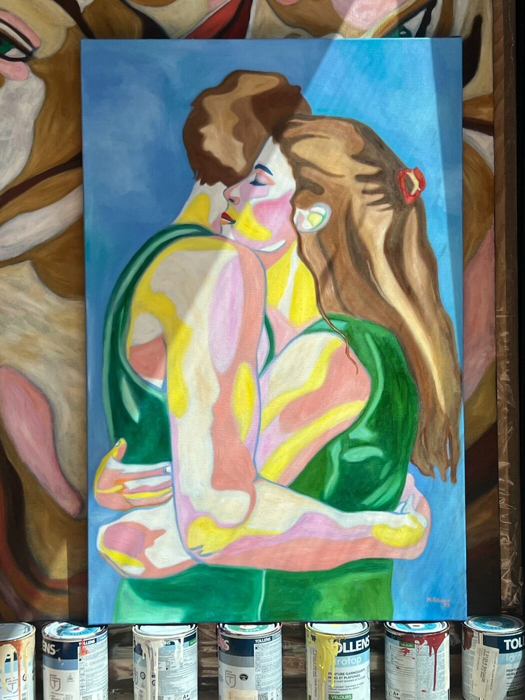 Printemps suspendu #2, Serre-moi fort, huile sur toile de Mathilde Polidori
