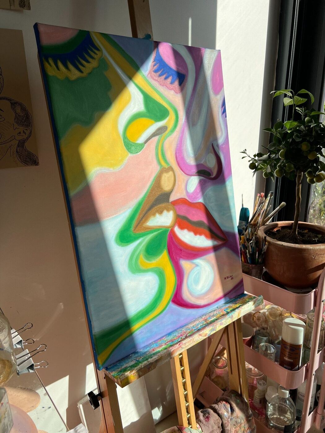 Purple Love, huile sur toile de Mathilde Polidori