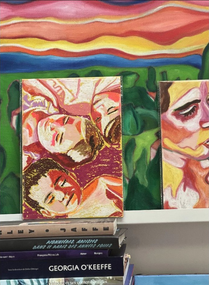 Quiet Kids, pastel à l’huile sur papier de Mathilde Polidori, présenté en entier